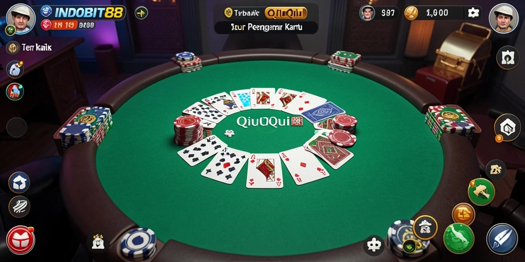 Screenshot INDOBIT88 menunjukkan aksi permainan QiuQiu yang seru.