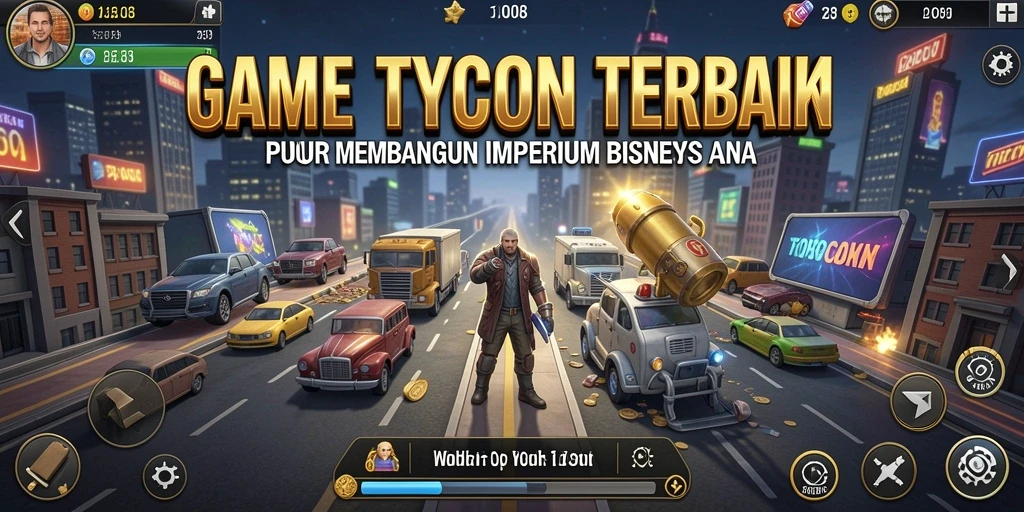 Screenshot MPO08 menunjukkan gameplay dinamis saat membangun bisnis Tycoon.