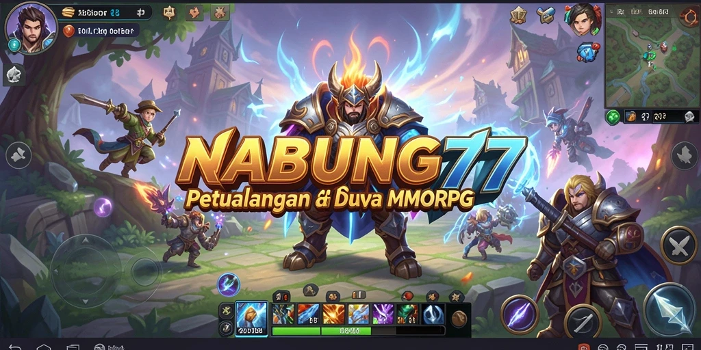Tangkapan layar NABUNG77 menampilkan pertarungan seru di dunia MMORPG yang luas.