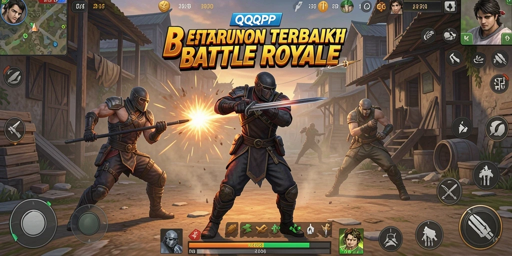 Screenshot menampilkan aksi seru dalam permainan Battle Royale QQRP.