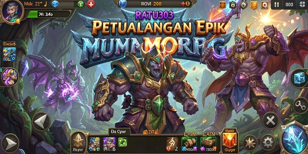 Screenshot gameplay menunjukkan pertempuran epik di RATU303.
