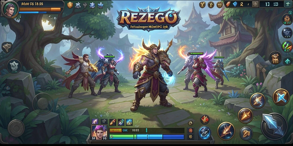 Tangkapan layar utama dari gameplay seru REZEGO, menampilkan pertarungan epik di dunia MMORPG.