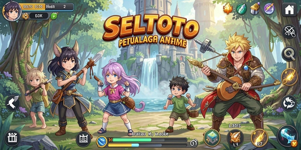 Tangkapan layar menunjukkan petualangan seru dalam game Anime.