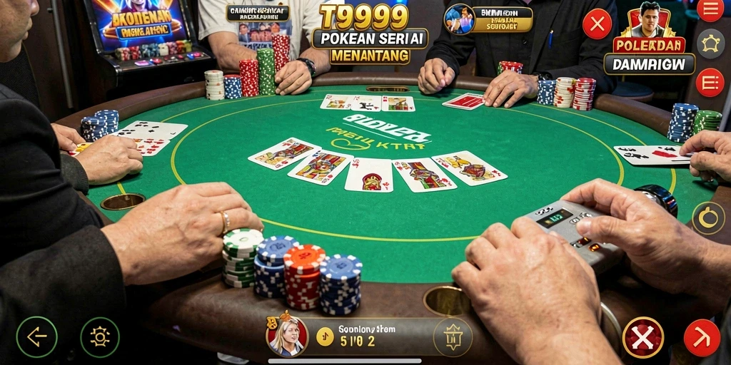 Tampilan gameplay seru dalam permainan poker T9999.