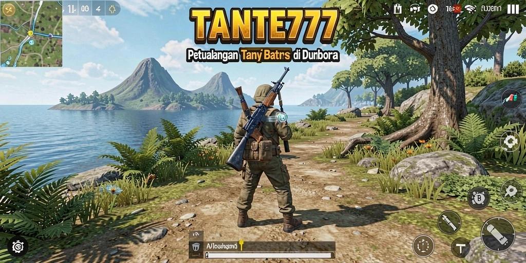 Screenshot gameplay TANTE777 yang menampilkan eksplorasi dunia terbuka yang luas.
