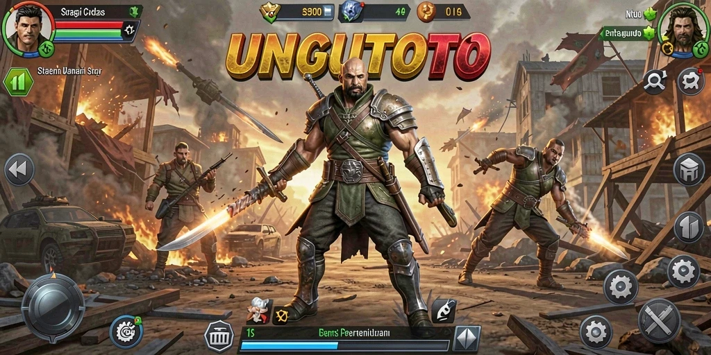 Screenshot game UNGUTOTO menampilkan pertempuran yang intens dan strategi yang menarik.