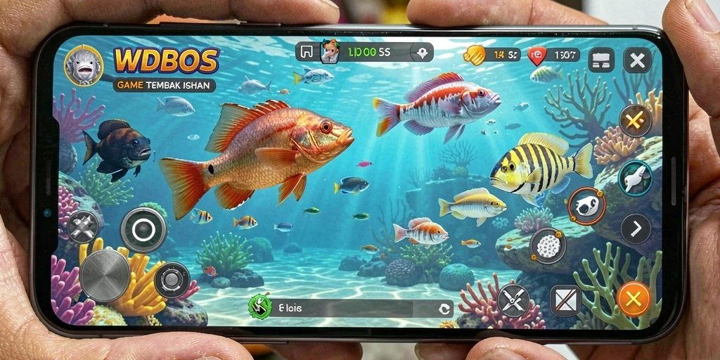 Tampilan gameplay menarik dari WDBOS, menampilkan aksi tembak ikan.