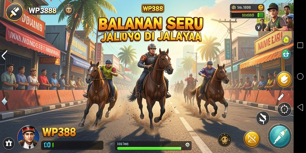 Screenshot gameplay WP888 menampilkan aksi balap yang mendebarkan.