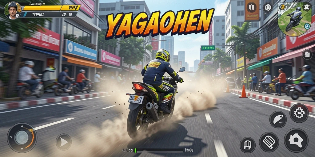 Gameplay balapan motor yang mendebarkan dan penuh aksi.